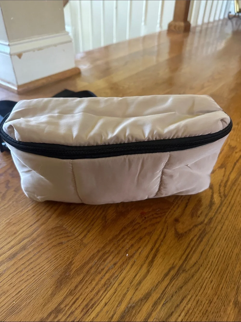 Beige Quilted Women's Cosmetic Pouch - Lightweight Travel Organizer